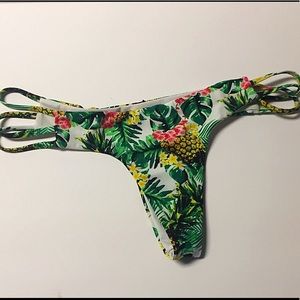 Floral Thong Bikini Bottoms